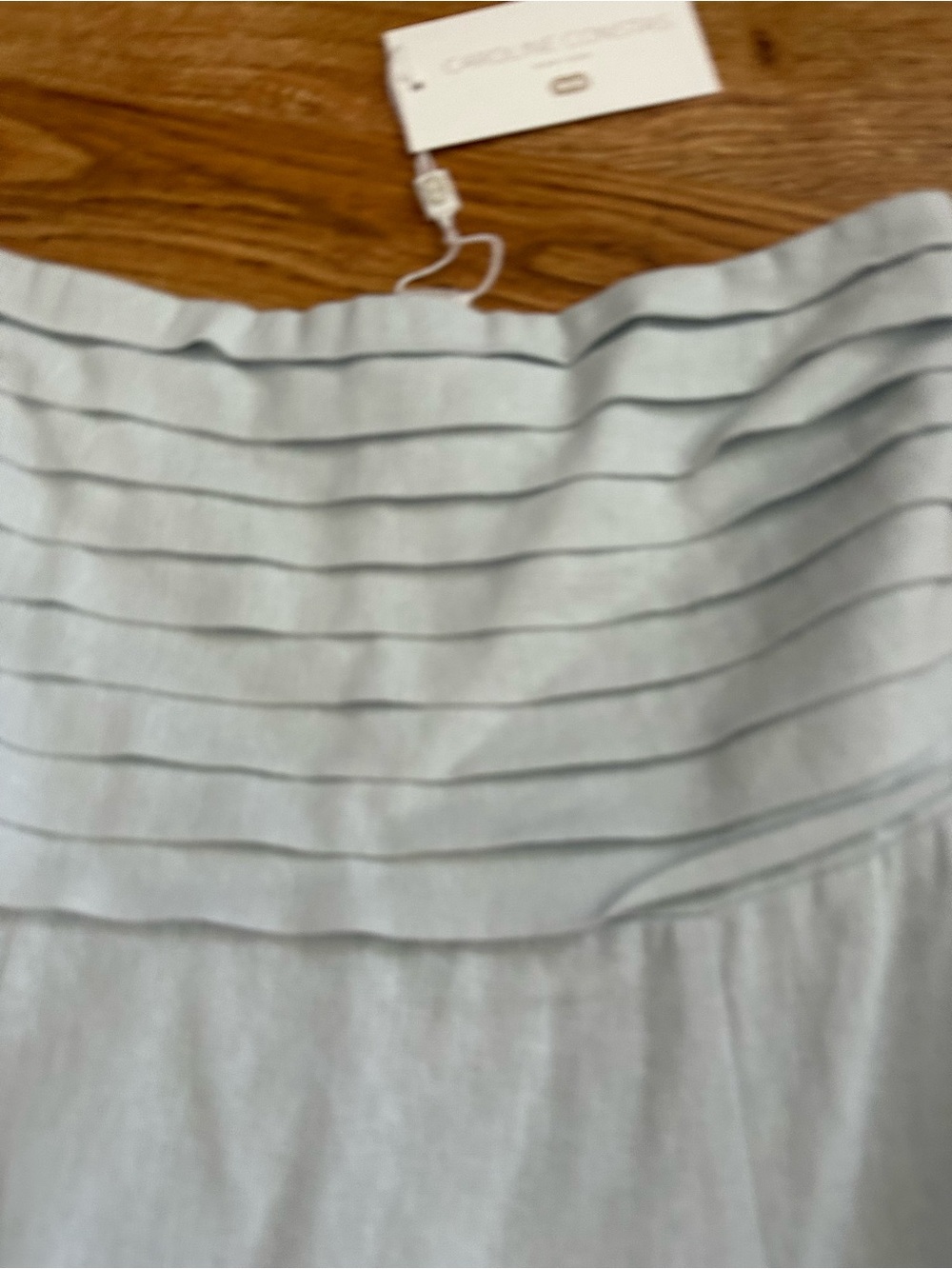 New Caroline Constas Strapless Pleated Maxi Dress S Linen Blend Baby Blue - Picture 9 of 12